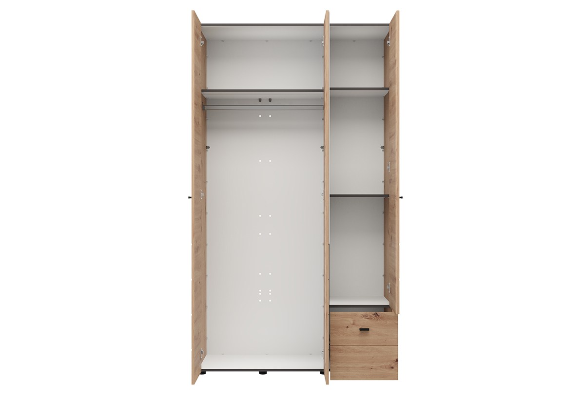 Απεικονίζεται η ντουλάπα ανοιχτή.